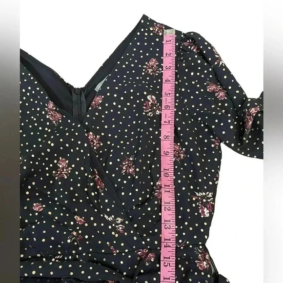 Kate & Mallory Black Gold Floral Long Sleeve V-Neck Maxi Dress Women’s size XS - Picture 13 of 16